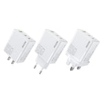 Chargeur rapide WK WP-U66 Kinkong 65W double USB-C / Type-C + USB, prise UK, prise US, prise EU