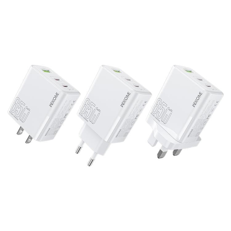 Chargeur rapide WK WP-U66 Kinkong 65W double USB-C / Type-C + USB, prise UK, prise US, prise EU