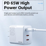 Chargeur rapide WK WP-U66 Kinkong 65W double USB-C / Type-C + USB, prise UK, prise US, prise EU