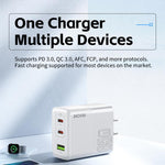 Chargeur rapide WK WP-U66 Kinkong 65W double USB-C / Type-C + USB, prise UK, prise US, prise EU