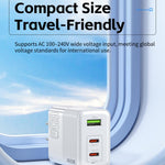Chargeur rapide WK WP-U66 Kinkong 65W double USB-C / Type-C + USB, prise UK, prise US, prise EU