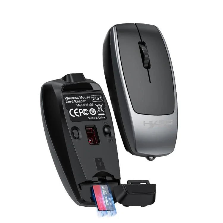 Souris sans fil mini HXSJ M109, clic droit 3D, lecteur de carte TF, boutons silencieux 4D