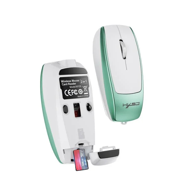 Souris sans fil mini HXSJ M109, clic droit 3D, lecteur de carte TF, boutons silencieux 4D