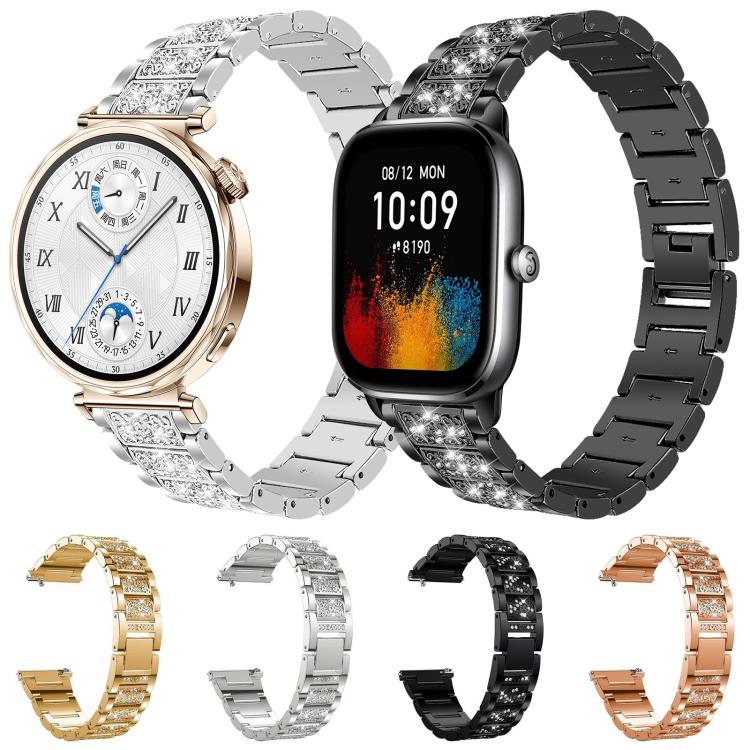 xDfind Diamond Jewelry Steel Watch Band, 22mm For Amazfit GTR 4/3/3 Pro/Bip6/Bip5, 20mm For Amazfit Bip U / Lite / Bip 3 Pro, 20mm For Amazfit GTS4 mini/GTS3/2/2E/GT2 mini, 18mm For Huawei GT5/GT4 41mm / OPPO Watch X2 Mini, 14mm For Garmin Lily 2      ...
