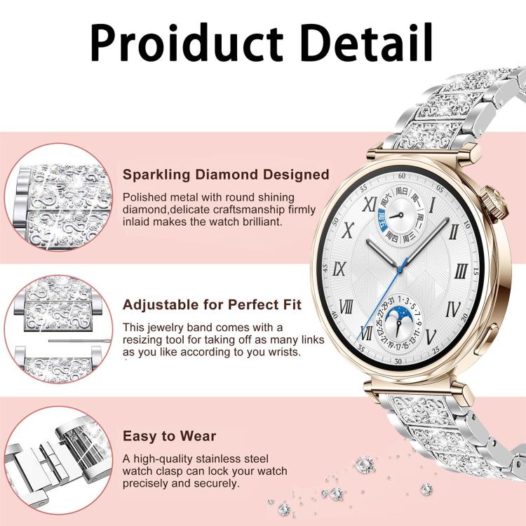 xDfind Diamond Jewelry Steel Watch Band, 20mm For COROS APEX 2 42mm / PACE 2, 20mm For Ticwatch GTH / E3 / E / 2, 22mm For Ticwatch Pro X / Pro3 / Pro / GTX / E2, 20mm For Xiaomi Haylou RS4 Plus LS11, 22mm For Xiaomi Watch S3/2 Pro/S2/S1               ...