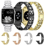 Bracelet de montre xDfind en acier inoxydable et diamants, compatible avec Apple Watch 42/44/45/46/49 mm et Apple Watch 38/40/41/S10 42 mm.