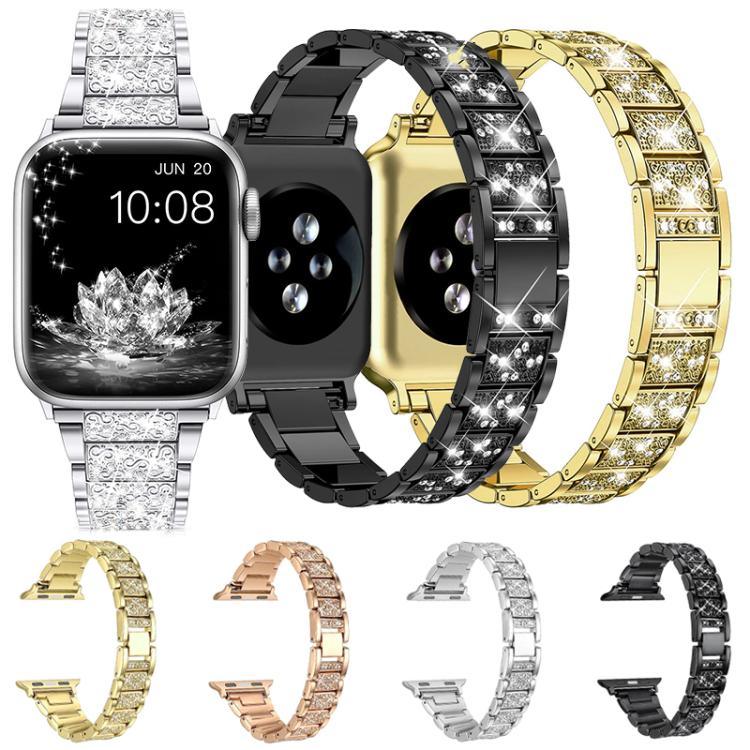 Bracelet de montre xDfind en acier inoxydable et diamants, compatible avec Apple Watch 42/44/45/46/49 mm et Apple Watch 38/40/41/S10 42 mm.