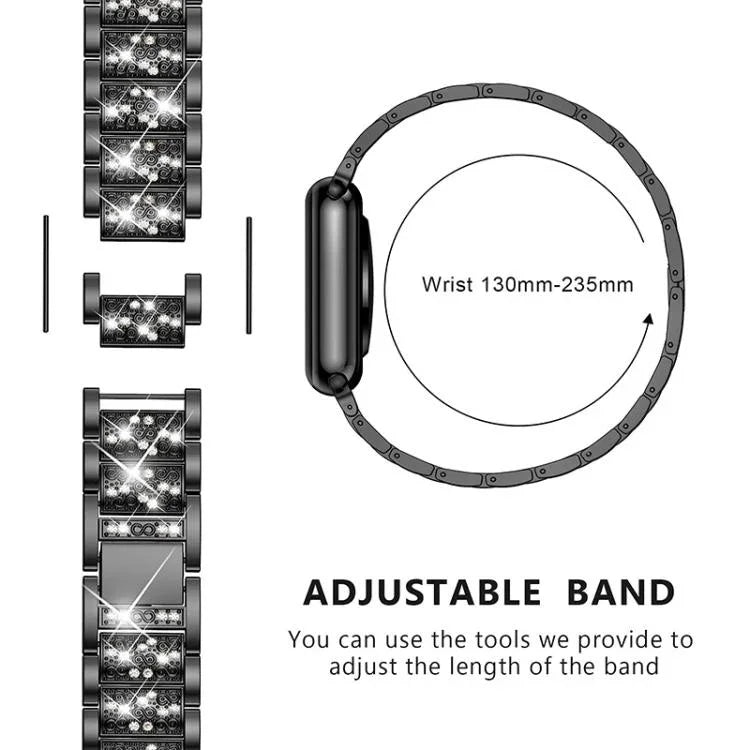 Bracelet de montre xDfind en acier inoxydable et diamants, compatible avec Apple Watch 42/44/45/46/49 mm et Apple Watch 38/40/41/S10 42 mm.