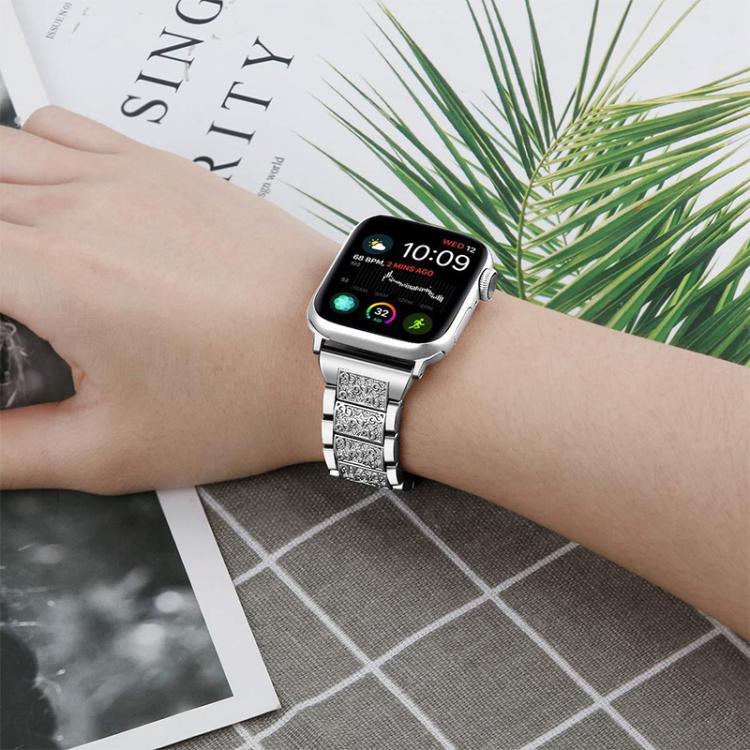 Bracelet de montre xDfind en acier inoxydable et diamants, compatible avec Apple Watch 42/44/45/46/49 mm et Apple Watch 38/40/41/S10 42 mm.