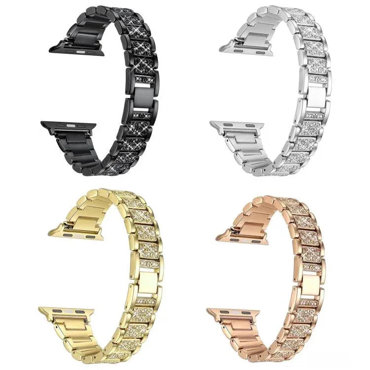 Bracelet de montre xDfind en acier inoxydable et diamants, compatible avec Apple Watch 42/44/45/46/49 mm et Apple Watch 38/40/41/S10 42 mm.