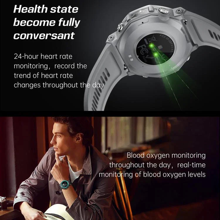 Montre connectée KT85 pour les sports outdoor, écran 1,43 pouce, étanche 5 ATM, avec lampe torche puissante.