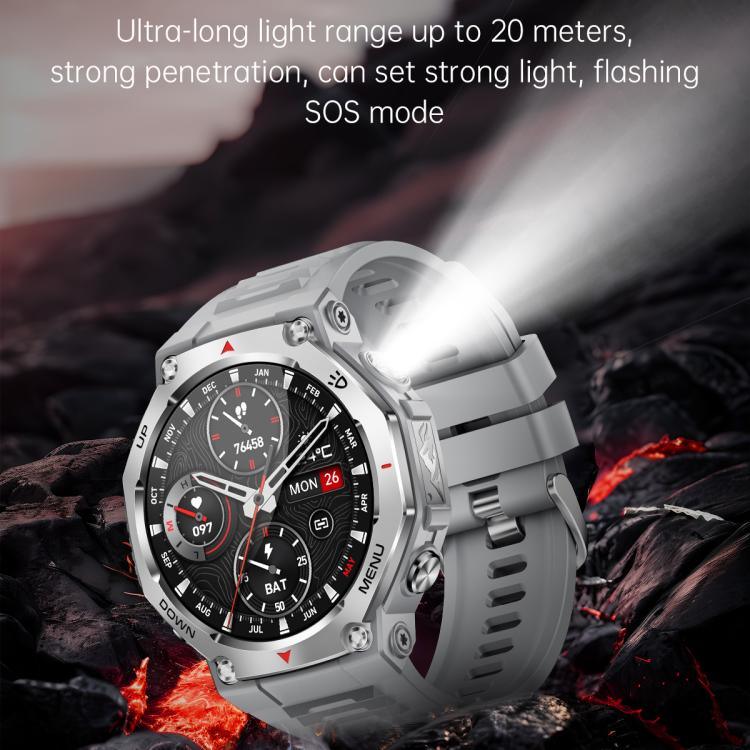 Montre connectée KT85 pour les sports outdoor, écran 1,43 pouce, étanche 5 ATM, avec lampe torche puissante.