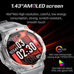 Montre connectée KT85 pour les sports outdoor, écran 1,43 pouce, étanche 5 ATM, avec lampe torche puissante.