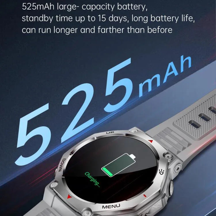 Montre connectée KT85 pour les sports outdoor, écran 1,43 pouce, étanche 5 ATM, avec lampe torche puissante.