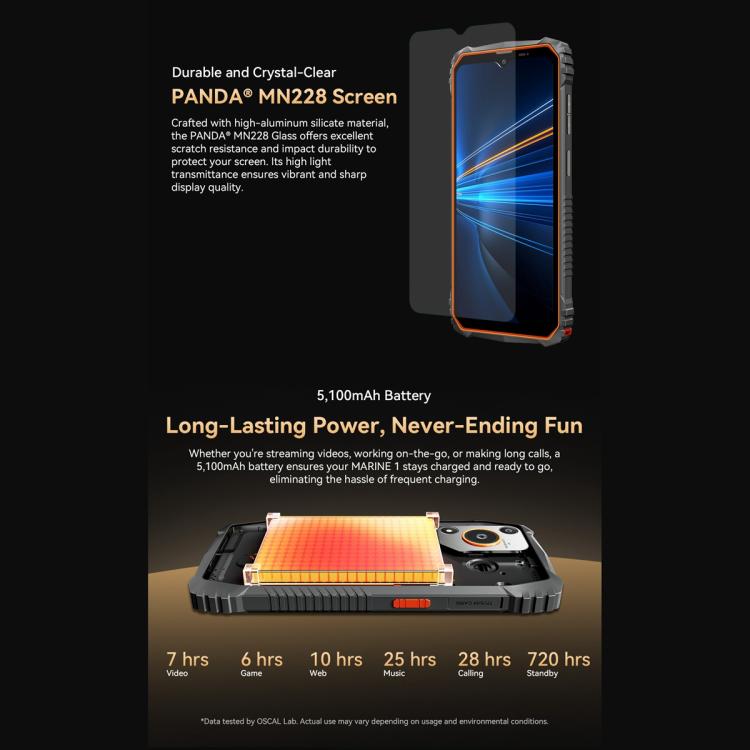Blackview Oscal Marine 1, Android 15 de 6,56 pouces, Unisoc UMS9230E T615 Octa Core, Réseau : 4G, OTG, NFC, 4 Go+128 Go