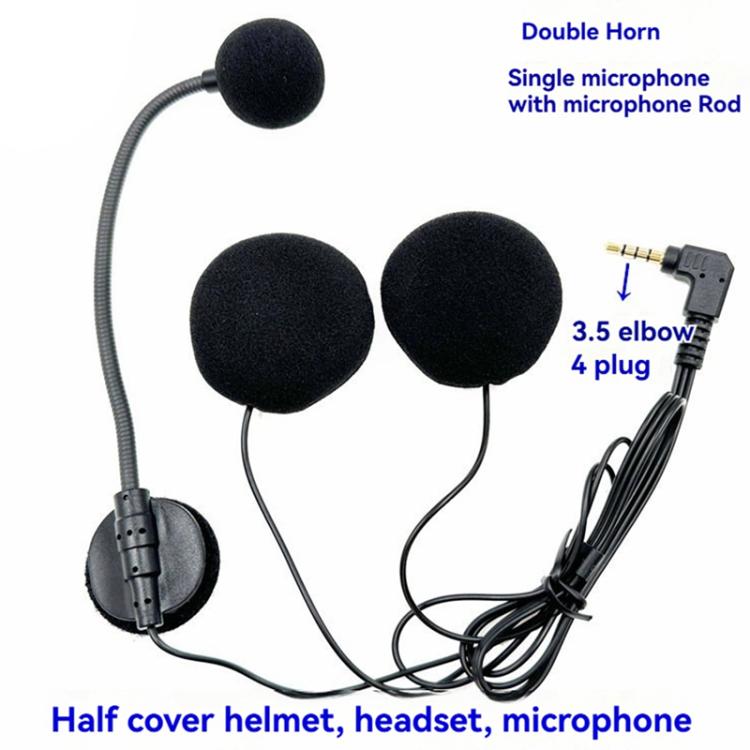 Microphone casque intercom pour demi-casque moto, 3,5 mm