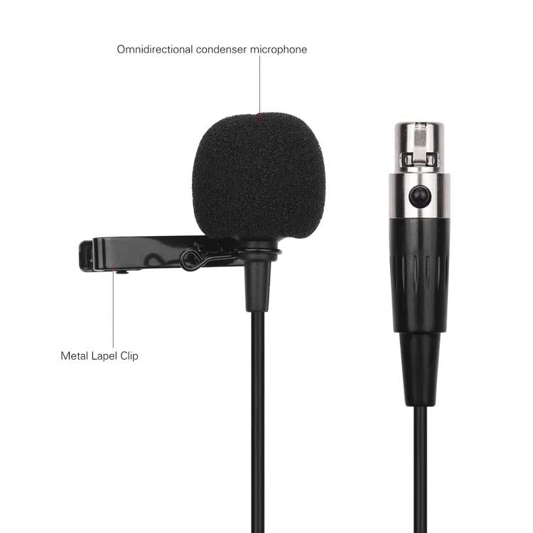 Microphone cravate en métal, longueur du câble : 1,5 m, connecteur XLR 3 broches, connecteur XLR 4 broches