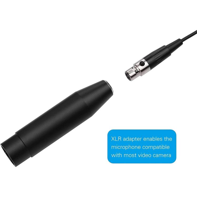 Microphone cravate en métal, longueur du câble : 1,5 m, connecteur XLR 3 broches, connecteur XLR 4 broches