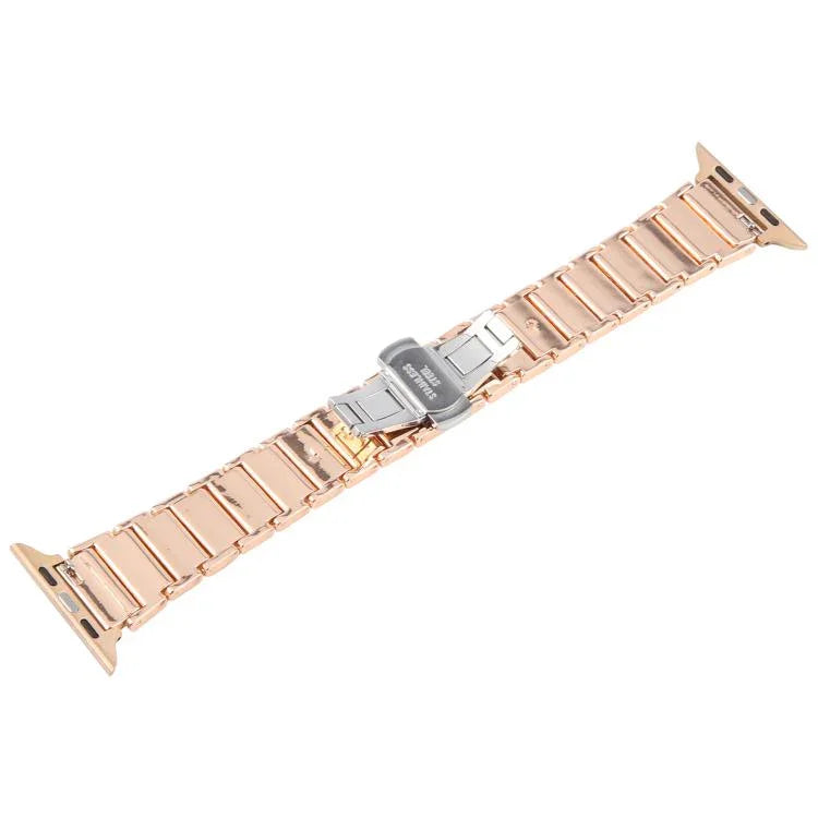 Bracelet de montre en acier et céramique à trois perles de 18 mm, compatible avec les Apple Watch 46 mm / 49 mm / 45 mm / 44 mm et 42 mm / 41 mm / 40 mm / 38 mm.