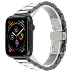 Bracelet de montre en acier et céramique à trois perles de 18 mm, compatible avec les Apple Watch 46 mm / 49 mm / 45 mm / 44 mm et 42 mm / 41 mm / 40 mm / 38 mm.
