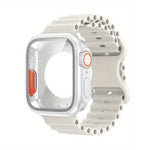 Bracelet de montre en silicone Ocean avec boucle papillon et boîtier en polycarbonate intégré, compatible avec Apple Watch Series 44 mm, 40 mm, 46 mm (Series 10/11) et 42 mm (Series 10/11).