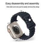 Bracelet de montre en silicone Ocean avec boucle papillon et boîtier en polycarbonate intégré, compatible avec Apple Watch Series 44 mm, 40 mm, 46 mm (Series 10/11) et 42 mm (Series 10/11).