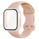 Bracelet de montre en silicone avec boucle papillon et protection en polycarbonate intégrée, compatible avec Apple Watch Series 44 mm, 40 mm, 46 mm (Series 10/11) et 42 mm (Series 10/11).
