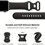 Bracelet de montre en silicone avec boucle papillon et protection en polycarbonate intégrée, compatible avec Apple Watch Series 44 mm, 40 mm, 46 mm (Series 10/11) et 42 mm (Series 10/11).