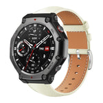 xDfind Flat Head Black Shark Fine Grain Leather Watch Band, For Amazfit T-Rex 3 22mm