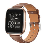 xDfind Flat Head Black Shark Fine Grain Leather Watch Band, For Fitbit Versa 4 / 3 / Sense2 / 1 20mm, For Fitbit Versa 2 / Versa / Versa Lite 22mm
