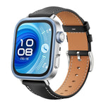 xDfind Flat Head Black Shark Fine Grain Leather Watch Band, For Huawei Watch Fit 5 / Fit 5 Pro 20mm, For Huawei Watch D2 22mm