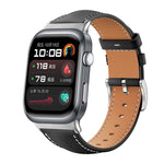 xDfind Flat Head Black Shark Fine Grain Leather Watch Band, For Huawei Watch Fit 5 / Fit 5 Pro 20mm, For Huawei Watch D2 22mm