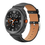 xDfind Flat Head Black Shark Fine Grain Leather Watch Band, For Samsung Galaxy Watch Ultra / Ultra 2025, For Samsung Galaxy Watch8 / Watch8 Classic, For Samsung Galaxy Watch7 / FE / 6 / 5 / 4