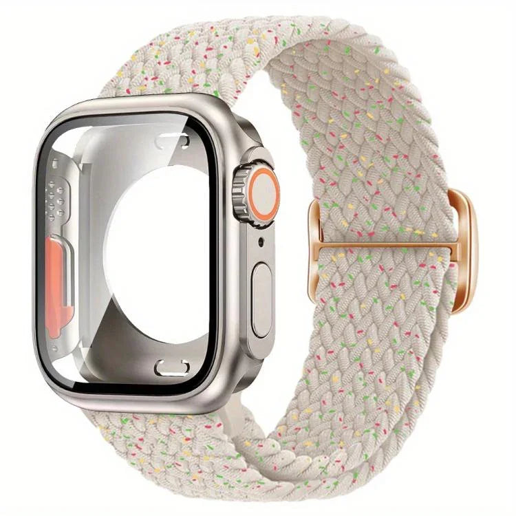 Bracelet de montre en nylon à boucle échelle avec protection pour boîtier ultra-fin de 49 mm, compatible avec Apple Watch Series 44 mm, 40 mm, 46 mm (Series 10/11), 42 mm (Series 10/11) et 45 mm…