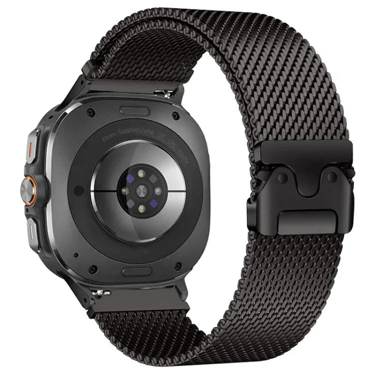 Bracelet de montre en acier titane milanais à boucle parapluie, Pour Samsung Galaxy Watch Ultra / Ultra 2025, Pour Samsung Galaxy Watch8 / Watch8 Classic