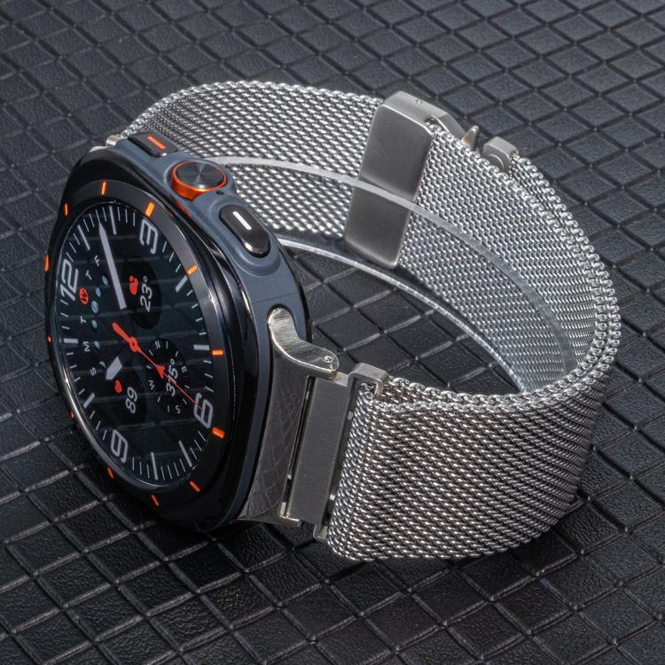 Bracelet de montre en acier titane milanais à boucle parapluie, Pour Samsung Galaxy Watch Ultra / Ultra 2025, Pour Samsung Galaxy Watch8 / Watch8 Classic