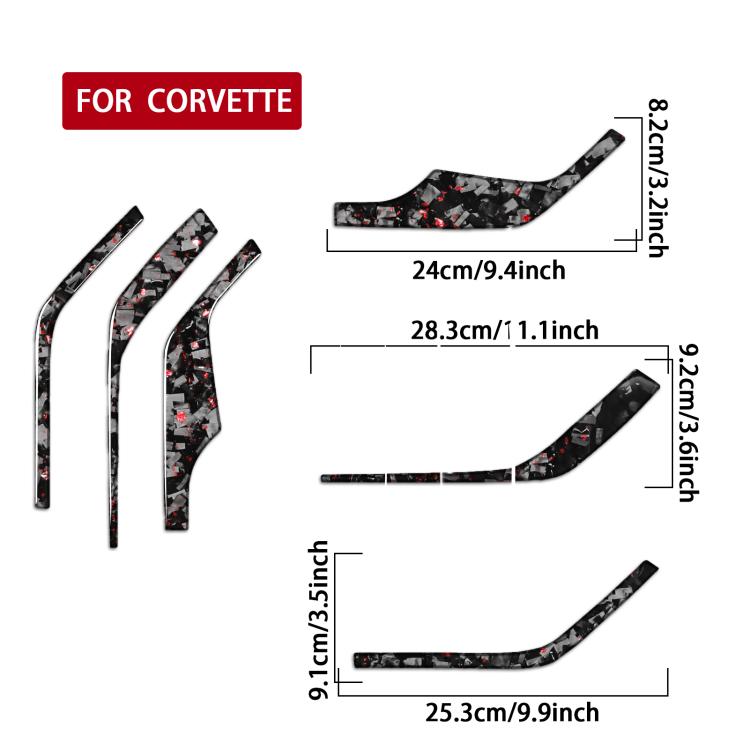 6pcs/Set Forged Gold Foil Carbon Fiber Car Inside A-pillar Horn Decorative Sticker for Chevrolet Corvette C8 2020-, Left and Right Driver, Inside A-pillar Horn