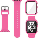 Bracelet de montre en silicone avec boucle ardillon et boîtier en polycarbonate intégré, compatible avec Apple Watch Series 44 mm, Apple Watch Series 40 mm, Apple Watch Series 10/11 46 mm, Apple Watch Series 10/11 42 mm et Apple Watch Ultra 3/2/1 49 mm…