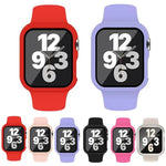 Bracelet de montre en silicone avec boucle ardillon et boîtier en polycarbonate intégré, compatible avec Apple Watch Series 44 mm, Apple Watch Series 40 mm, Apple Watch Series 10/11 46 mm, Apple Watch Series 10/11 42 mm et Apple Watch Ultra 3/2/1 49 mm…