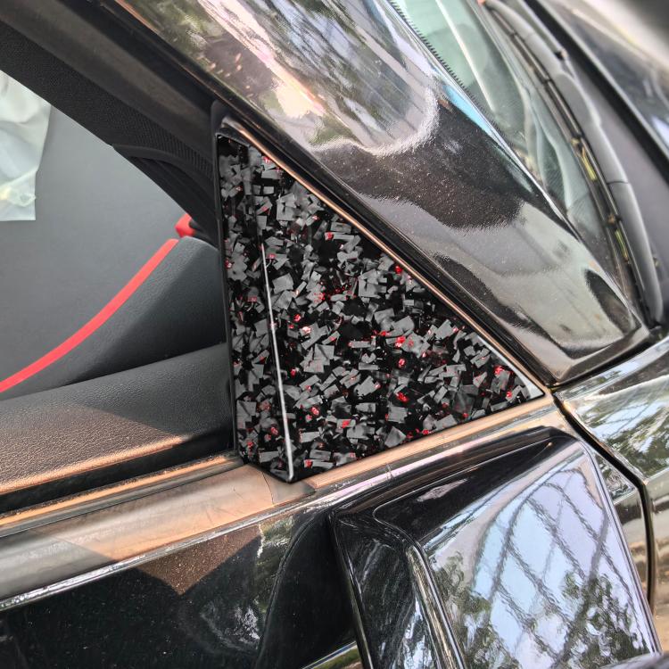 4pcs/Set Forged Gold Foil Carbon Fiber Car Outside A-pillar Decorative Sticker for Chevrolet Corvette C8 2020-, Left and Right Driver, Outside A-pillar