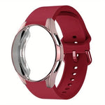 Silicone Watch Band with TPU Case, For Samsung Galaxy Watch 7 44mm, For Samsung Galaxy Watch 7 40mm, For Samsung Galaxy Watch 4 Classic 46mm, For Samsung Galaxy Watch 4 Classic 42mm