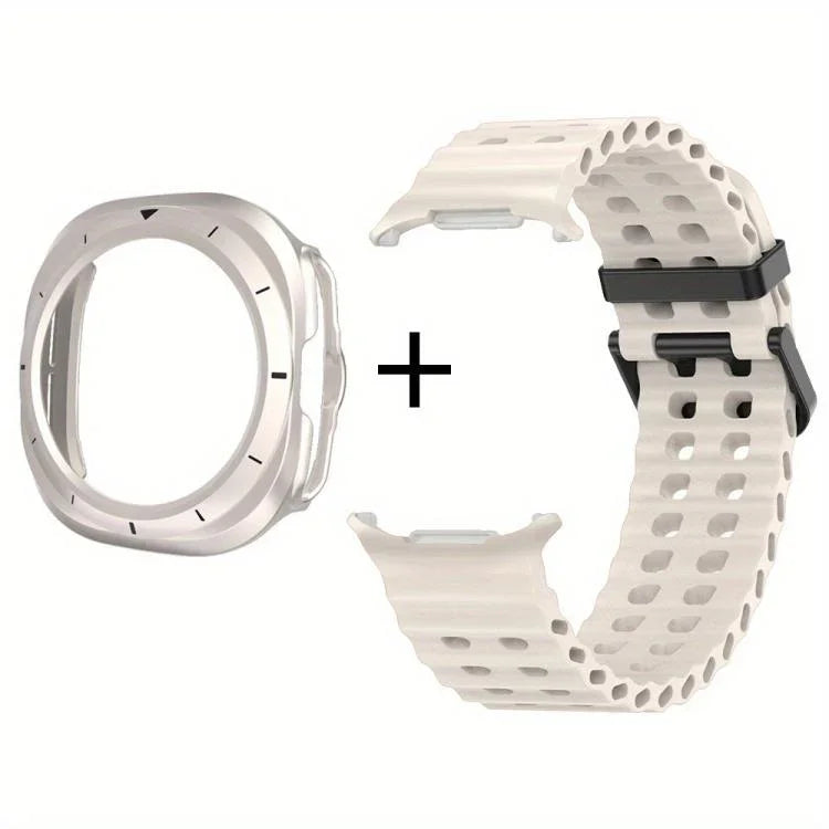 Dual-row Holes Silicone Watch Band with TPU Case, For Samsung Galaxy Watch Ultra 47mm / Ultra 2025