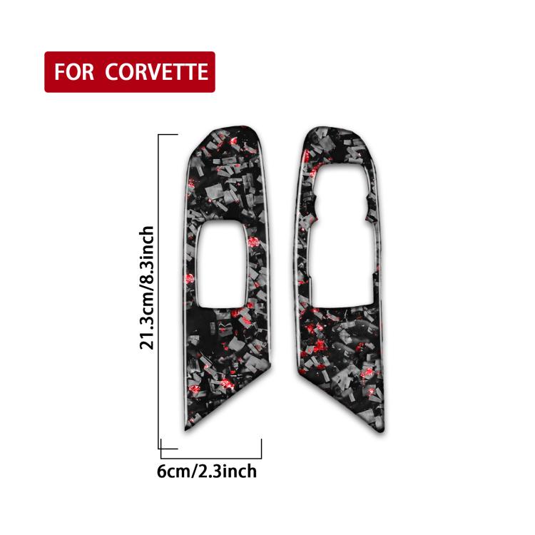 2pcs/Set Forged Gold Foil Carbon Fiber Car Window Lift Decorative Sticker for Chevrolet Corvette C8 2020-, Right Driver, Window Lift, Right Driver