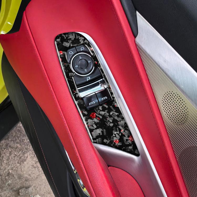 2pcs/Set Forged Gold Foil Carbon Fiber Car Window Lift Decorative Sticker for Chevrolet Corvette C8 2020-, Right Driver, Window Lift, Right Driver