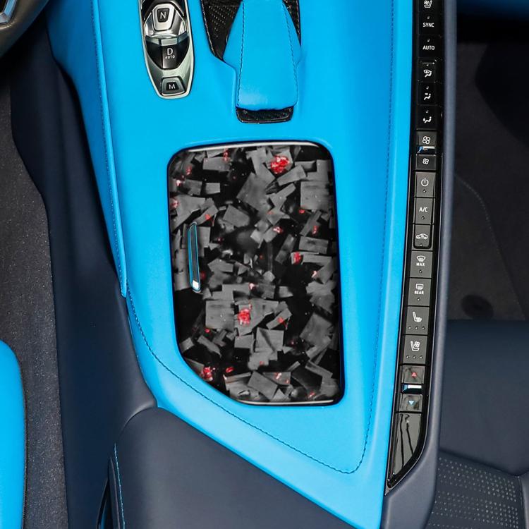 Forged Gold Foil Carbon Fiber Car Central Control Cup Cover Decorative Sticker for Chevrolet Corvette C8 2020-, Left Driver, Central Control Cup Cover, Left Driver
