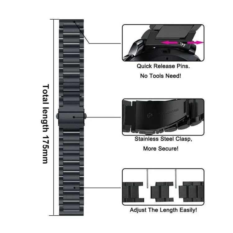 Bracelet de montre en acier inoxydable à trois perles, pour Samsung Galaxy Watch8 / Watch8 Classic