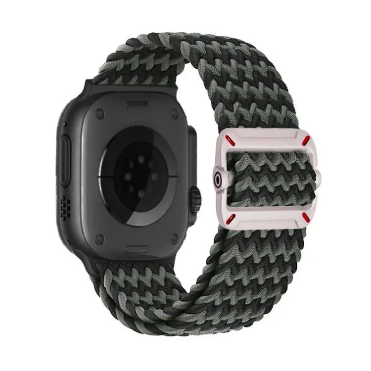 Bracelet de montre en nylon tressé avec boucle mécanique à double boucle, pour Apple Watch 46 mm / 49 mm / 45 mm / 44 mm