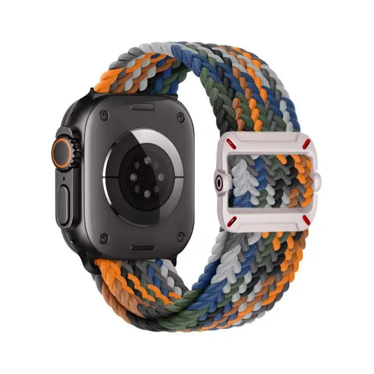 Bracelet de montre en nylon tressé avec boucle mécanique à double boucle, pour Apple Watch 46 mm / 49 mm / 45 mm / 44 mm