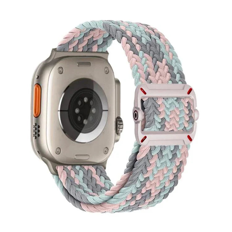 Bracelet de montre en nylon tressé avec boucle mécanique à double boucle, pour Apple Watch 46 mm / 49 mm / 45 mm / 44 mm
