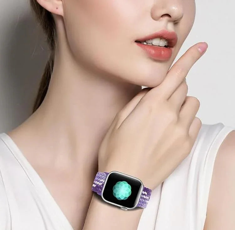 Bracelet de montre en nylon tressé avec boucle mécanique à double boucle, pour Apple Watch 46 mm / 49 mm / 45 mm / 44 mm